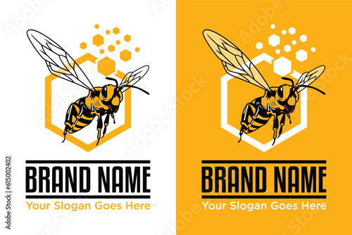 flying honey bee bumblebee hornet wasp illustration logo design