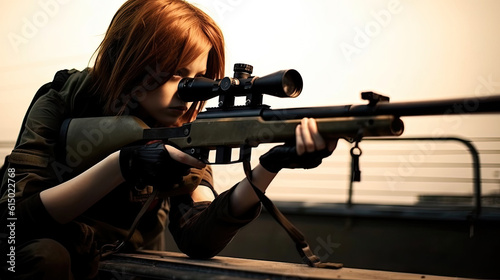 Girl sniper gun fire rifle
