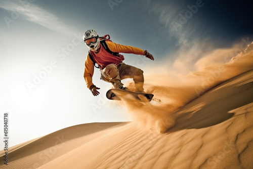 Closeup shot of sand boarding - Generative AI