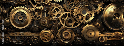 clock background, generative, ai, machine, mechanical, blue,gold