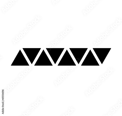 Vector isolated 7 seven black triangles in a horizontal row 