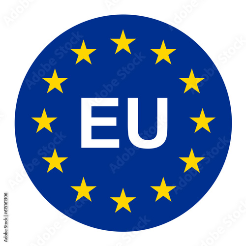 European union flag sign. EU symbol png transparent vector illustration. Made in EU label or sticker