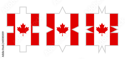 jigsaw puzzle pieces set of canada flag. vector illustration isolated on white background