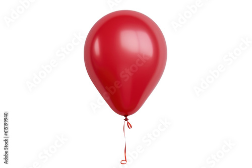 Red helium balloon. Birthday balloon flying for party and celebrations. Isolated on white background. Generative AI