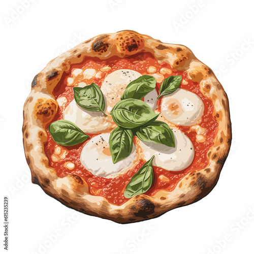 Neapolitan Margherita Pizza, vector, illustration.