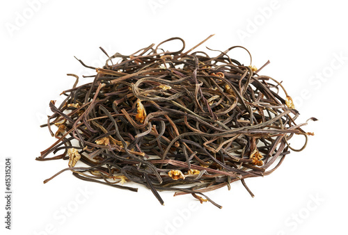 pile of korean dry bracken or fernbrake Gosari isolated on white background. Korean herb dry bracken or fernbrake. Korean food dried bracken or fernbrake isolated