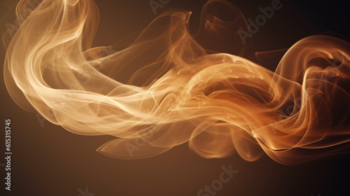 abstract smoke background a single line of brown smoke against a contrasting backdrop, Generative AI