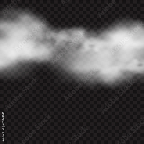 White realistic clouds isolated on transparent background.