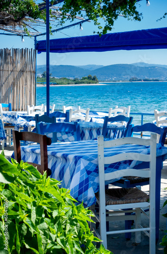 traditional greek tavern at samos coast