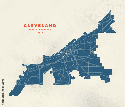 Cleveland - Ohio map vector poster flyer