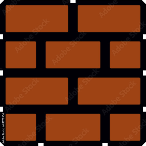 Brick block in the style of an old video game. Lucky block. Vector illustration