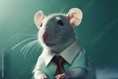 Anthropomorphic Mouse in a suit like a businessman. business concept. AI generated, human enhanced