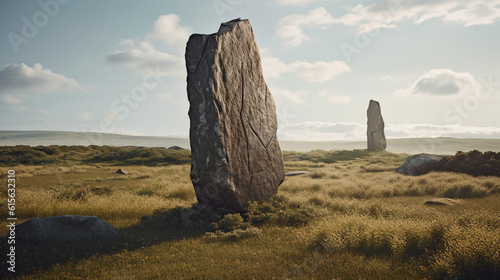 Illustration of a megalith or standing stone. Generative AI. 