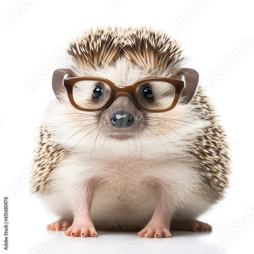 A Hedgehog (Erinaceus europaeus) with reading glasses