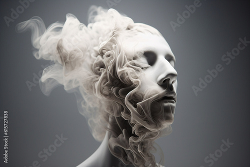 mental mind health concept disorder collage generated by ai anonymous human vanishing burning with smoke