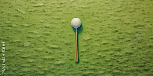 A spoon is positioned such that it is resting on top of a green surface.