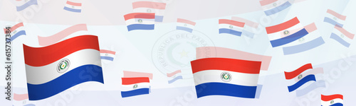 Paraguay flag-themed abstract design on a banner. Abstract background design with National flags.