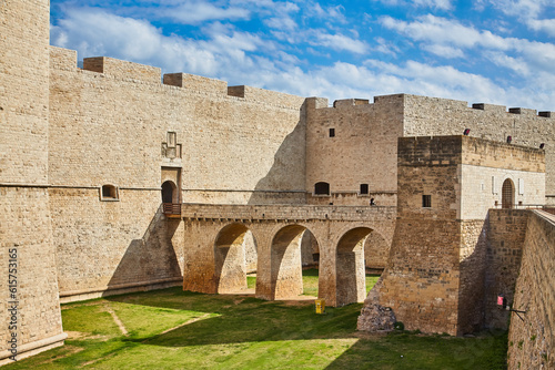 view of Barletta Castle, Apulia, Italy. Wide angle. Panoramic banner.