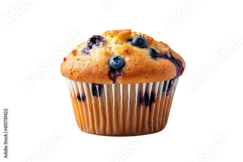 Blueberry muffin isolated on transparent background. Generative Ai