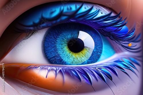 Beautiful Human Blue Eye Macro. Generative AI