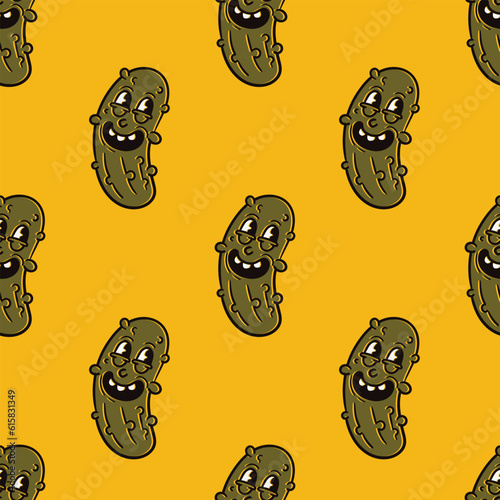 cute pickle character seamless pattern