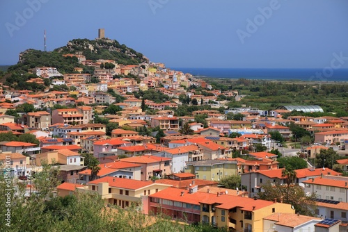 Posada town skyline in Sardinia, Italy. Posada in Province of Nuoro.