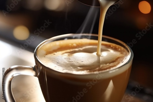 Cappuccino coffee background. Illustration AI Generative