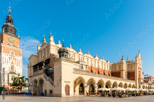 Tower Hall and shopping arcade in the main square of Krakow in Poland