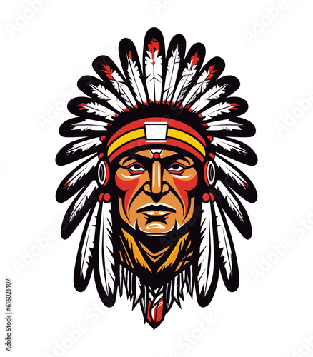 Native indian american head vector clip art illustration