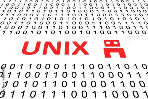 UNIX concept binary code 3d illustration