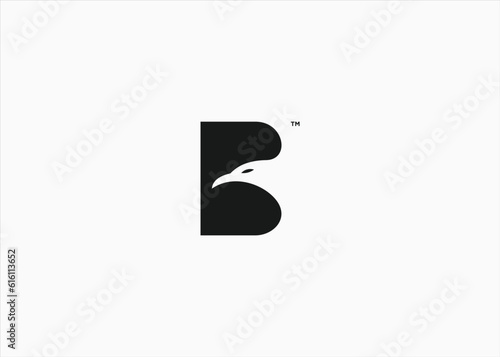 initial b with eagle logo design vector silhouette illustration
