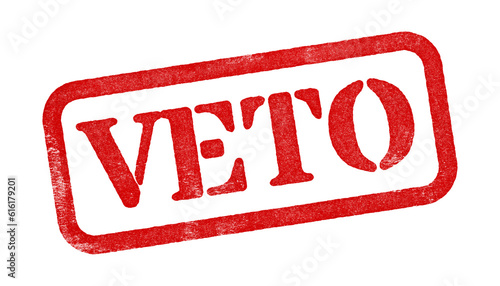 Veto red rubber stamp isolated on transparent background with distressed texture effect