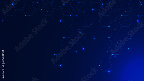 Abstract technology with hexagonal molecule background. Genetic and chemical compound system. Scientific, chemistry and medical innovation concept background.