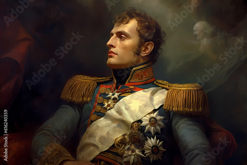 Napoleon Bonaparte French Emperor Portrait. Famous person.