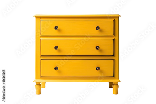 yellow chest of drawers isolated on a transparent background, generative ai