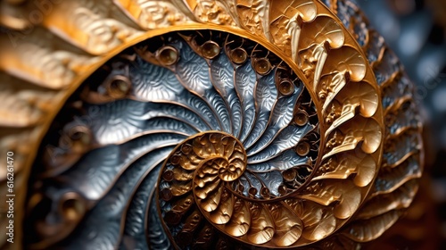 Closeup of the mesmerizing pattern of a nautilus shell