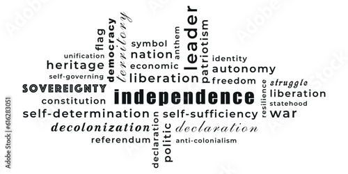 Independence Typography Cloud in Black and White 
