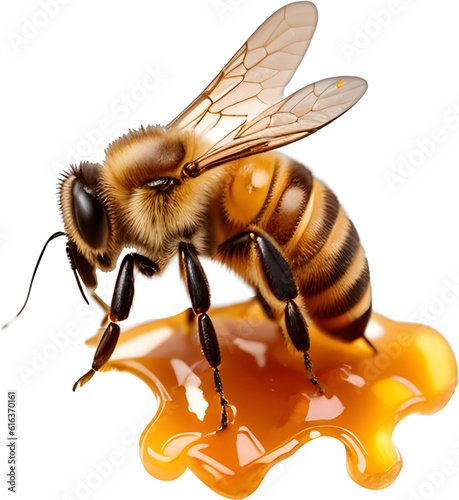 bees and honeycomb, isolated on transparent background cutout. generative ai