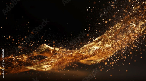 Abstract background of gold shimmer glitter splash. Generative AI