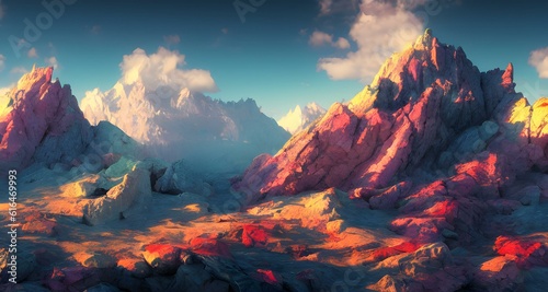 abstract multicolor mountain landscape, illustration , ai