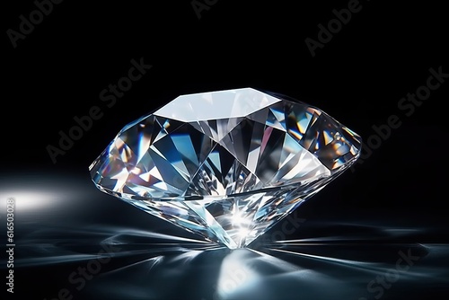Diamond on black background, luxury precious gem closed up (Ai generated)