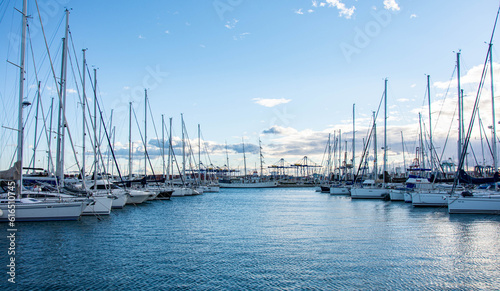 VALENCIA , SPAIN - DECEMBER 6, 2021: Yachts and boats in Valencia marina