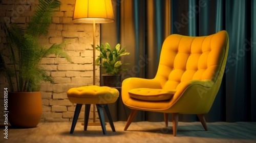 A yellow armchair, Generative AI.
