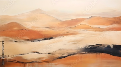 A textural abstract artwork inspired by the rugged beauty of a desert landscape, with layers of earthy tones and tactile details. (Generative AI)