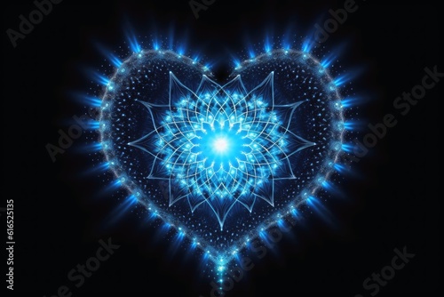 Beautiful esoteric heart with spiritual love created with generative AI technology.