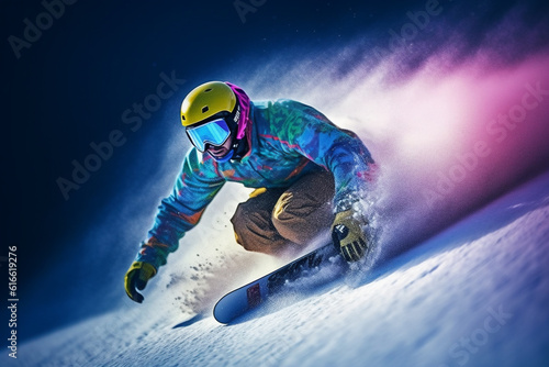 snowboarder jumping in the snow generative AI 