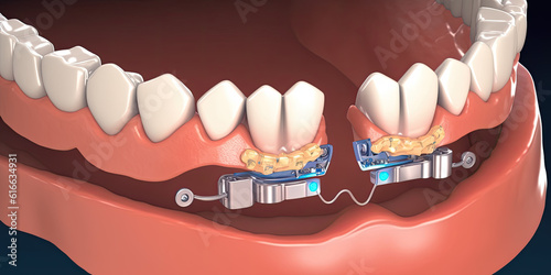 Removable orthodontic appliance, used after orthodontic treatment to maintain the position of teeth - Generative AI