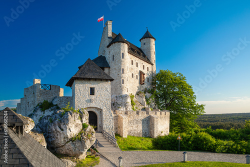 Beautiful view of Bobolice castle, Niegowa, Poland