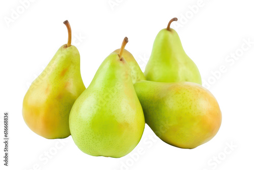 Ripe pears isolated on transparent background. Generative AI.