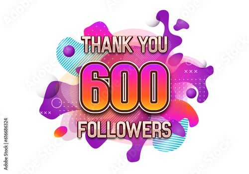 600 followers. Poster for social network and followers. Vector template for your design.